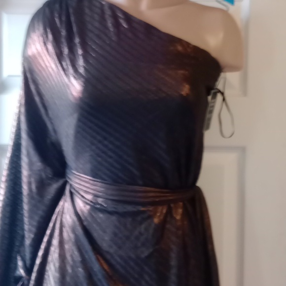 JLUXLABEL Metallic Bronze One-Shoulder Dress, Small - Picture 4 of 11